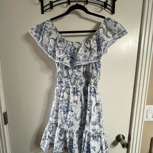 Max Studio Blue Floral Off-Shoulder Dress